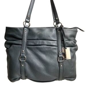 Furla gray leather shoulder bag
